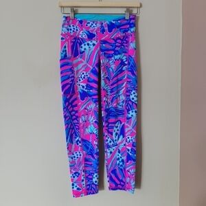 Lilly Pulitzer Luxletic Weekender Midi Leggings in Bougainvillea Pink Cliffside